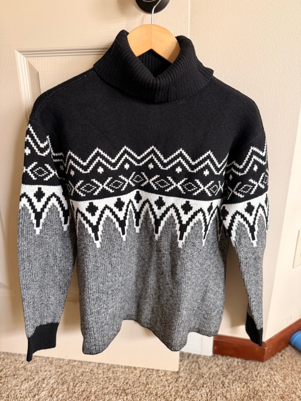 Loft Black & Gray Nordic Turtleneck Sweater
